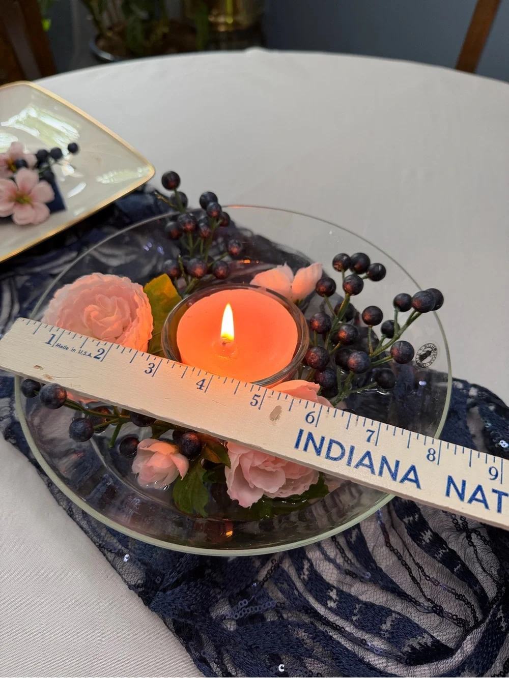 Elegant Crystal Centerpiece Bowl with Votive Candle and Stand